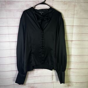 Tom Ford Black 100% Polyester Neck Tie with Cutout‎ Long Sleeve Blouse Size 3XL